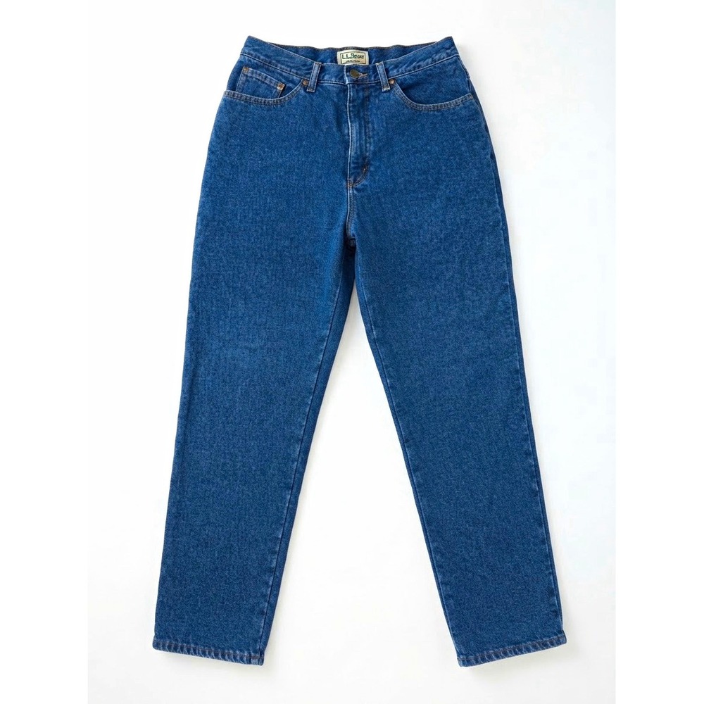L.L.Bean Women's Relaxed Fit Mid Rise Straight Lined Jeans Medium Wash Casual